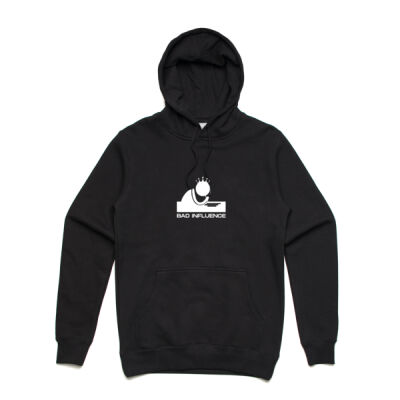 Bad Influence - Stencil Unisex Hoodie (White Logo) Thumbnail